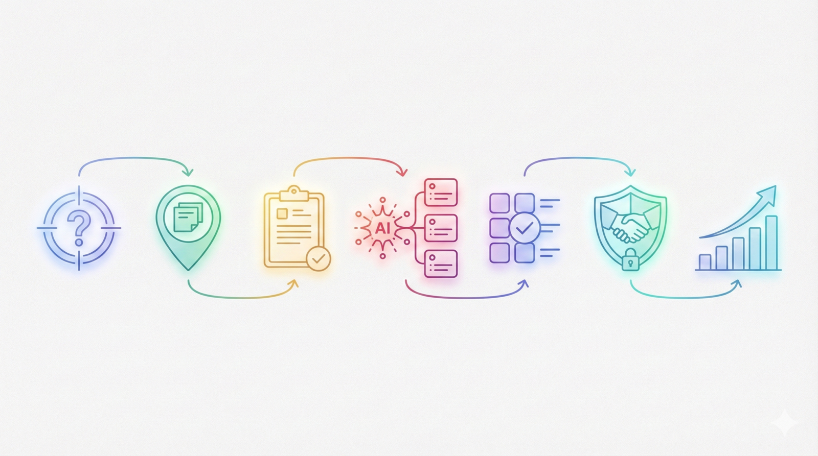 Visual workflow showing the seven steps to create AI-powered blog outlines for local services